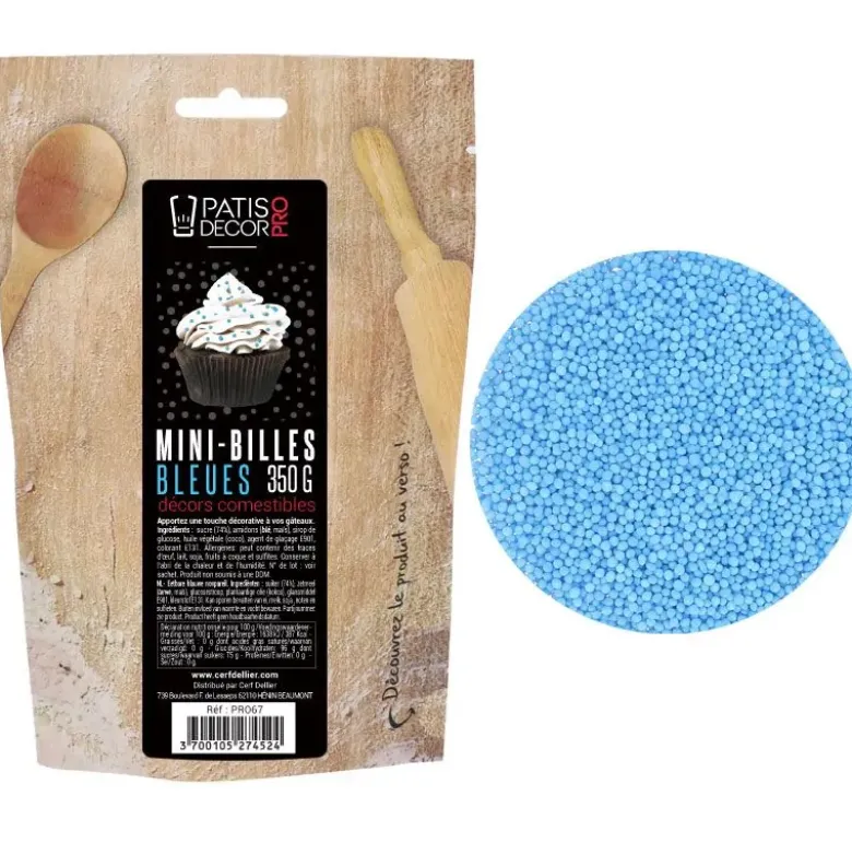 Décors mini billes bleues comestibles 350 g