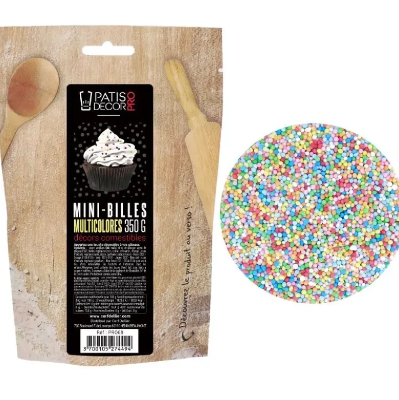 Décors mini billes multicolores comestibles 350 g