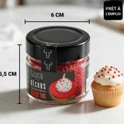 Décors mini billes rouges comestibles