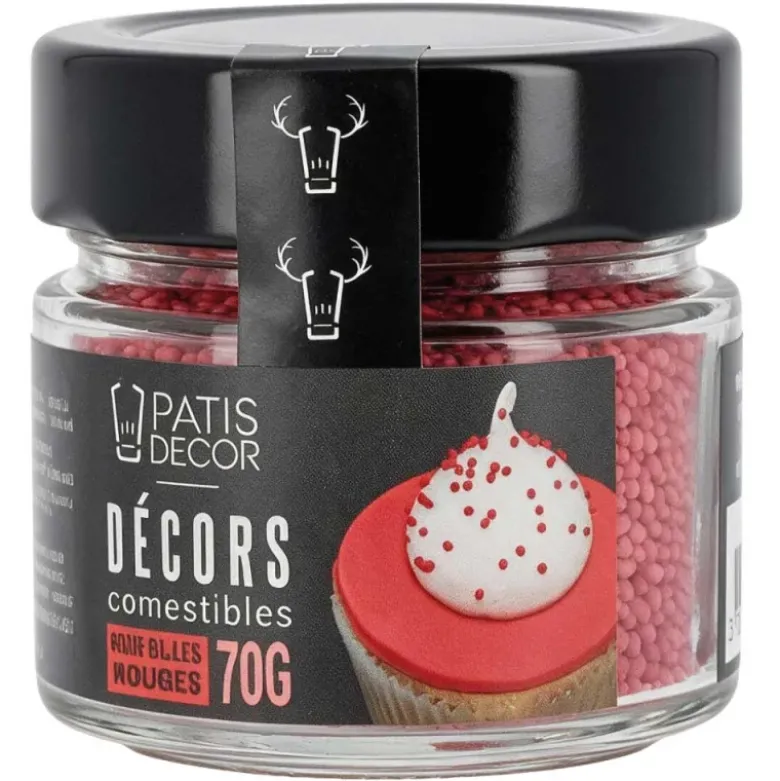 Décors mini billes rouges comestibles