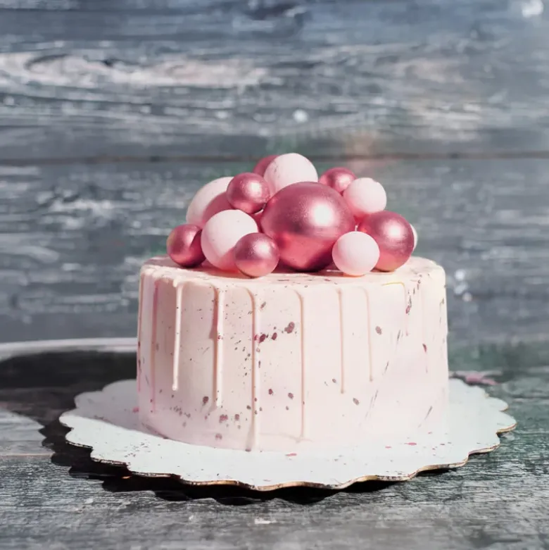Décors à piquer de 12 boules roses