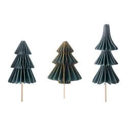 Décors à piquer en papier nid d'abeille, 3 sapins de Noël
