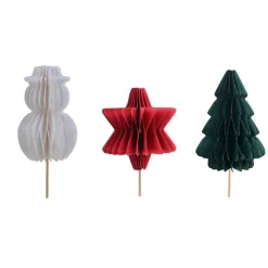 Décors à piquer en papier nid d'abeille, 3 décors thème noël