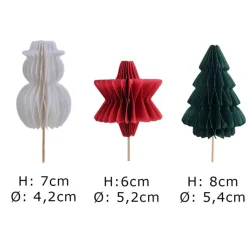Décors à piquer en papier nid d'abeille, 3 décors thème noël