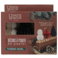 Décors à piquer en papier nid d'abeille, 3 décors thème noël