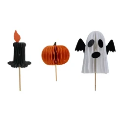 Décors à piquer en papier nid d'abeille, 3 décors thème halloween