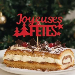 Décors sur pique "Joyeuses Fêtes" rouges (x30)