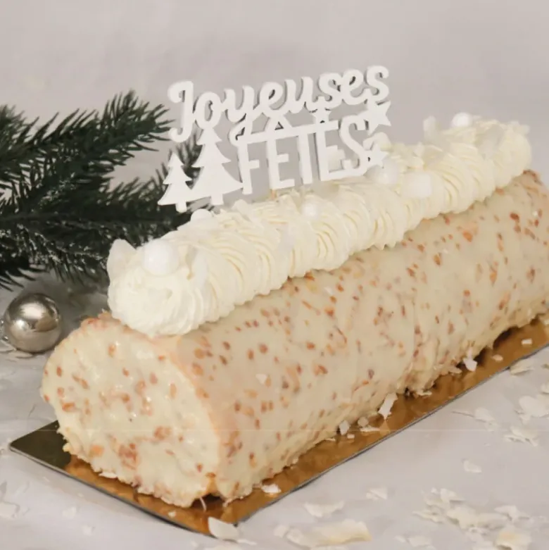 Décors sur pique "Joyeuses Fêtes" blancs (x2)