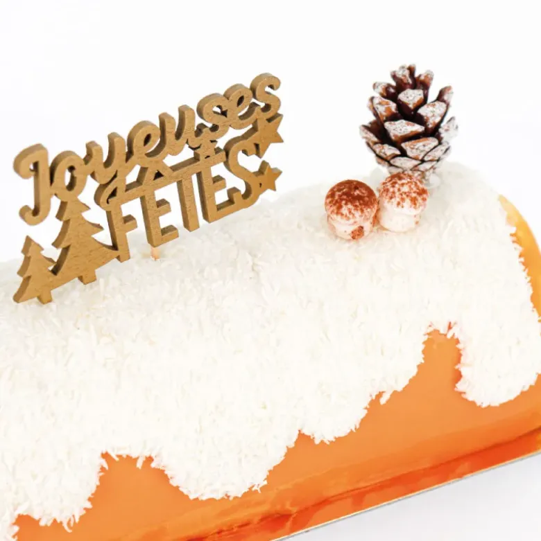 Décors sur pique "Joyeuses Fêtes" dorés (x2)