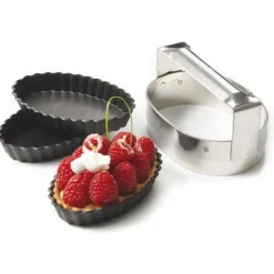 découpoir inox pour tartelettes cannelées oblongs 13x9 cm