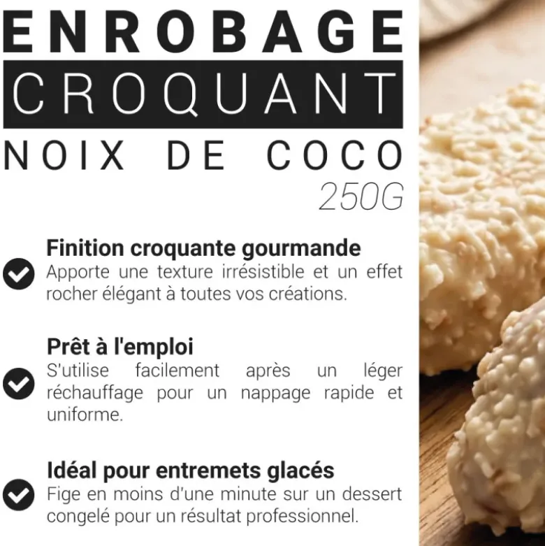 Enrobage croquant goût noix de coco 250 g - DDM 08/26