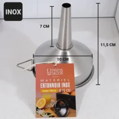 Entonnoir avec filtre en acier inoxydable