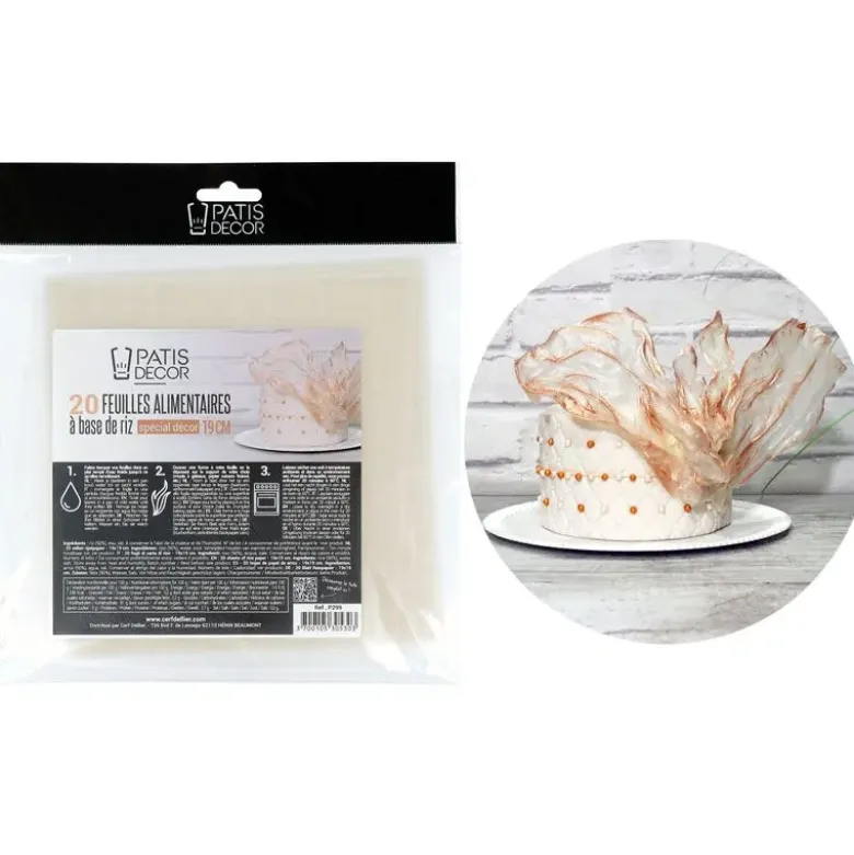 Feuilles alimentaires à base de riz spécial décors (x20)