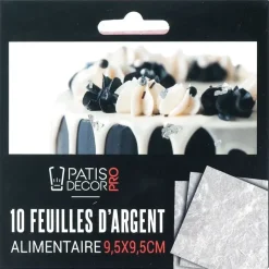 Feuilles d'argent alimentaire (x10)