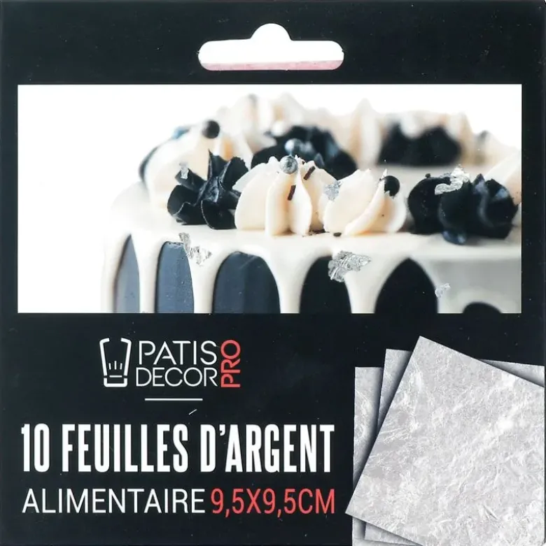 Feuilles d'argent alimentaire (x10)