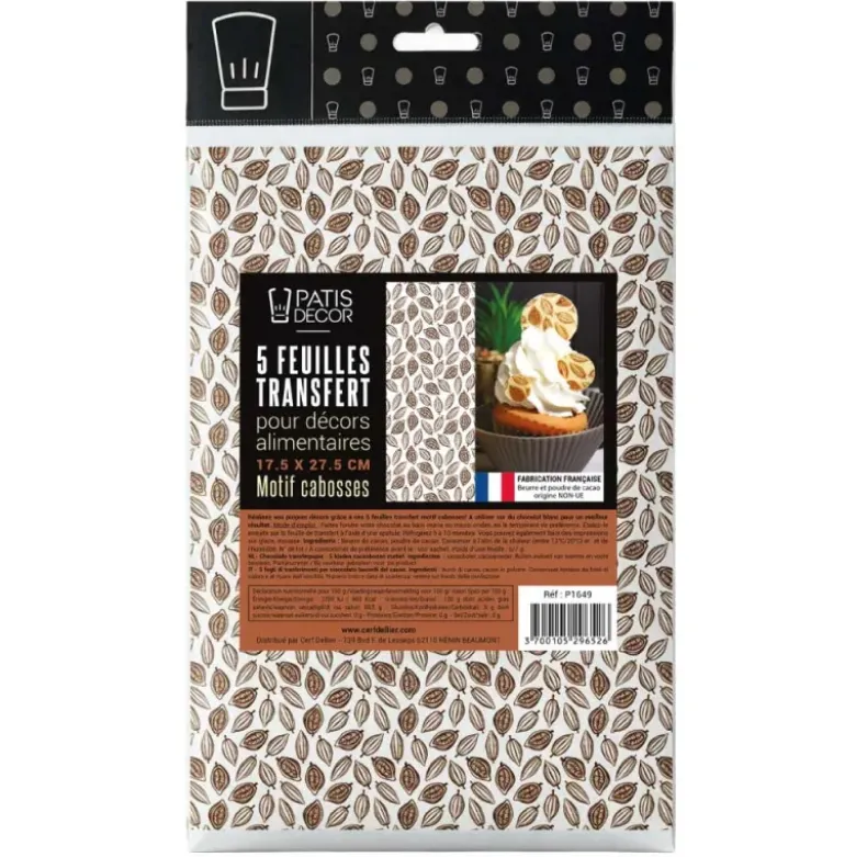 Feuilles transfert cabosses de cacao (x5)