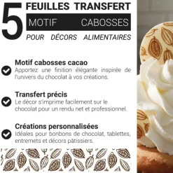 Feuilles transfert cabosses de cacao (x5)