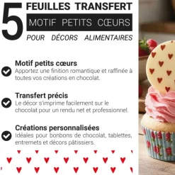 Feuilles transfert Coeurs (x5)