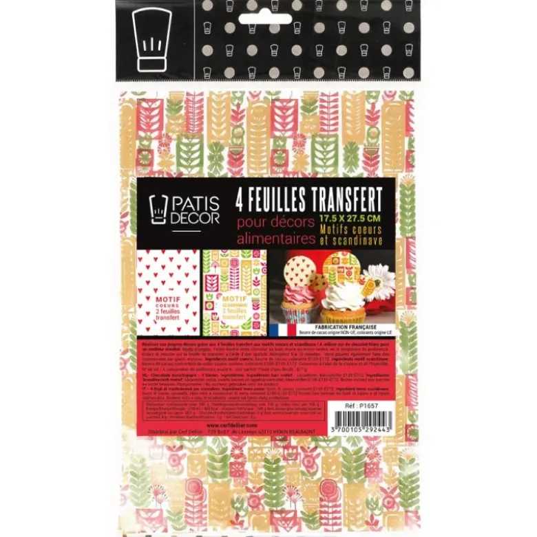 Feuilles transfert Scandinave et Coeurs assorties (x4) - DDM 06/26