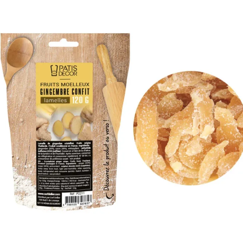 Fruits moelleux gingembre confit lamelles 120 g - DDM 07/26