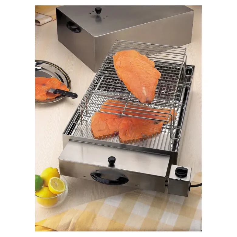 fumoir inox2 étages pour fumage à froid 71.5 x 41.5 x 36 cm