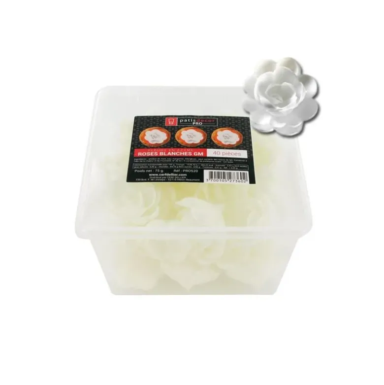 Grandes roses blanches en azyme (x40)
