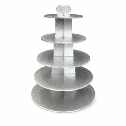 Grand présentoir cupcakes argent rond - hauteur 55 cm