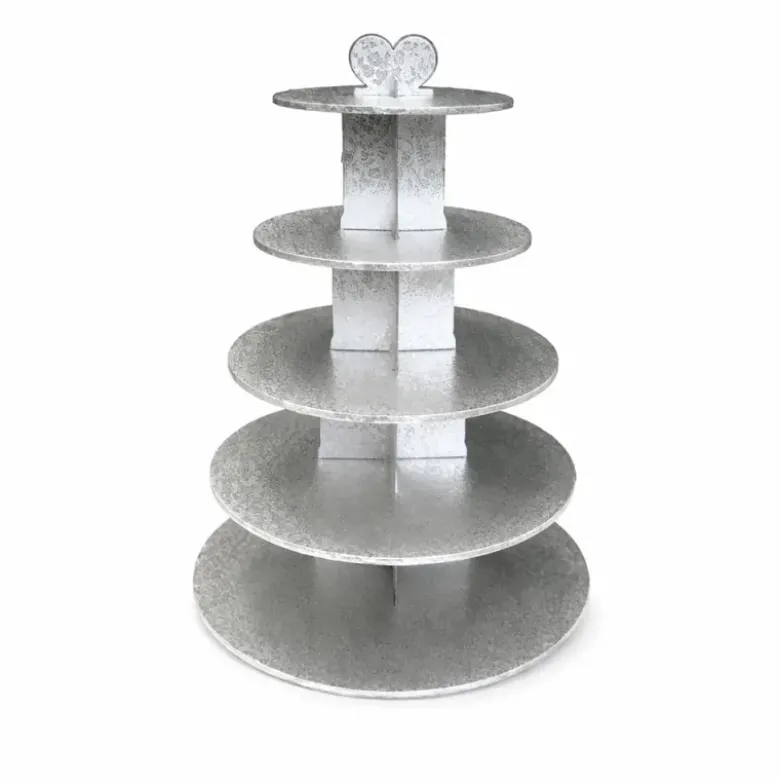 Grand présentoir cupcakes argent rond - hauteur 55 cm