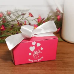 Kit ballotin chocolats fuchsia "Bonne fête maman"