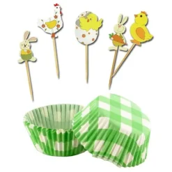 Kit déco cupcakes Pâques vichy vert