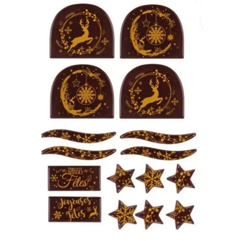 Kit décors de bûches en chocolat pour 14 bûches