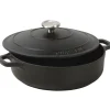 Le Chasseur cocotte basse avec couvercle noire 24 cm