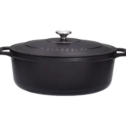 Le Chasseur cocotte ovale avec couvercle noire 31 x 26 cm