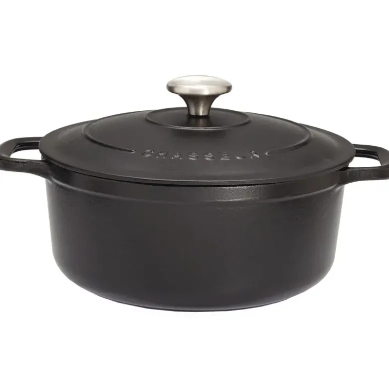 Le Chasseur cocotte ronde avec couvercle noire 18 cm