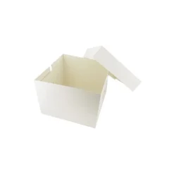 Lot de 10 boîtes à gâteaux carrées blanches - Hauteur 20 cm