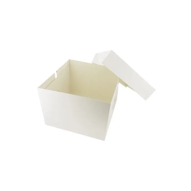 Lot de 10 boîtes à gâteaux carrées blanches - Hauteur 20 cm