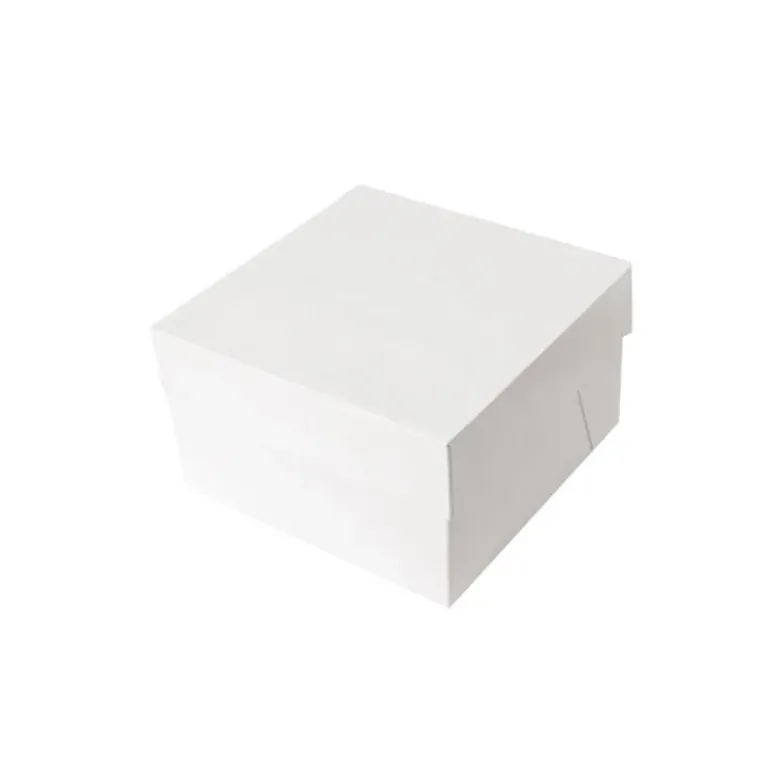 Lot de 10 boîtes à gâteaux carrées blanches - Hauteur 20 cm