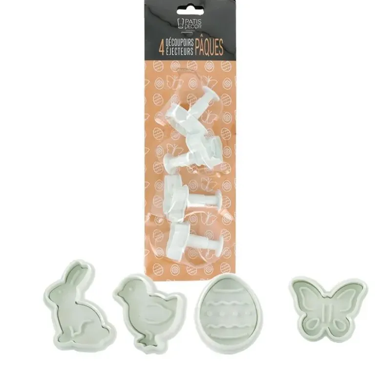 Lot de 4 découpoirs éjecteurs thème Pâques