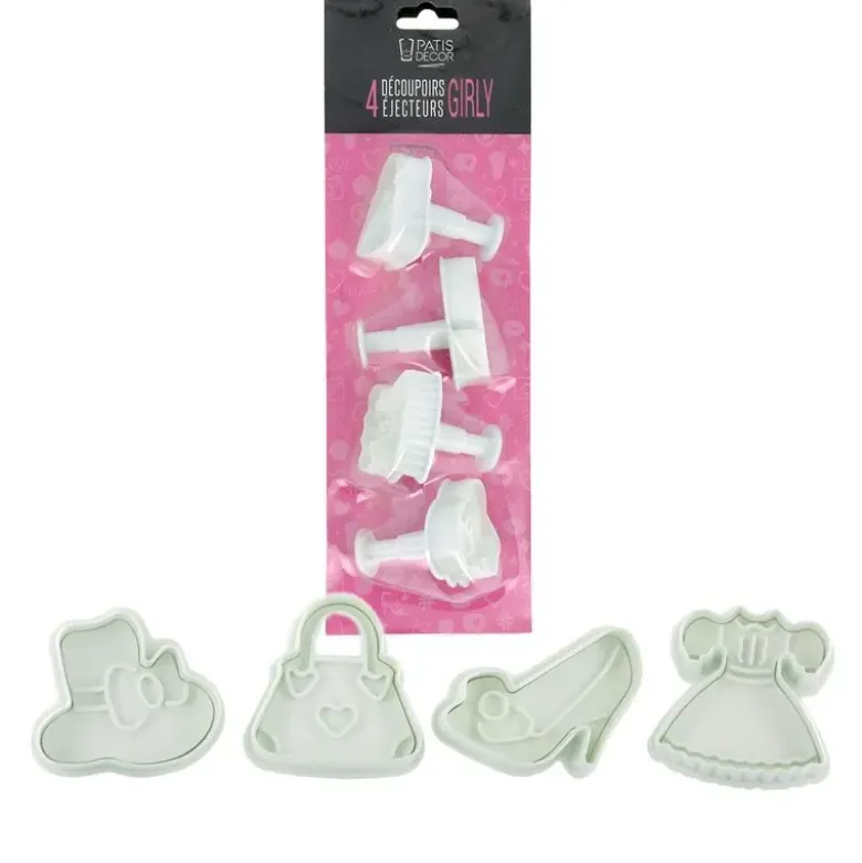 Lot de 4 découpoirs éjecteurs thème Fashion