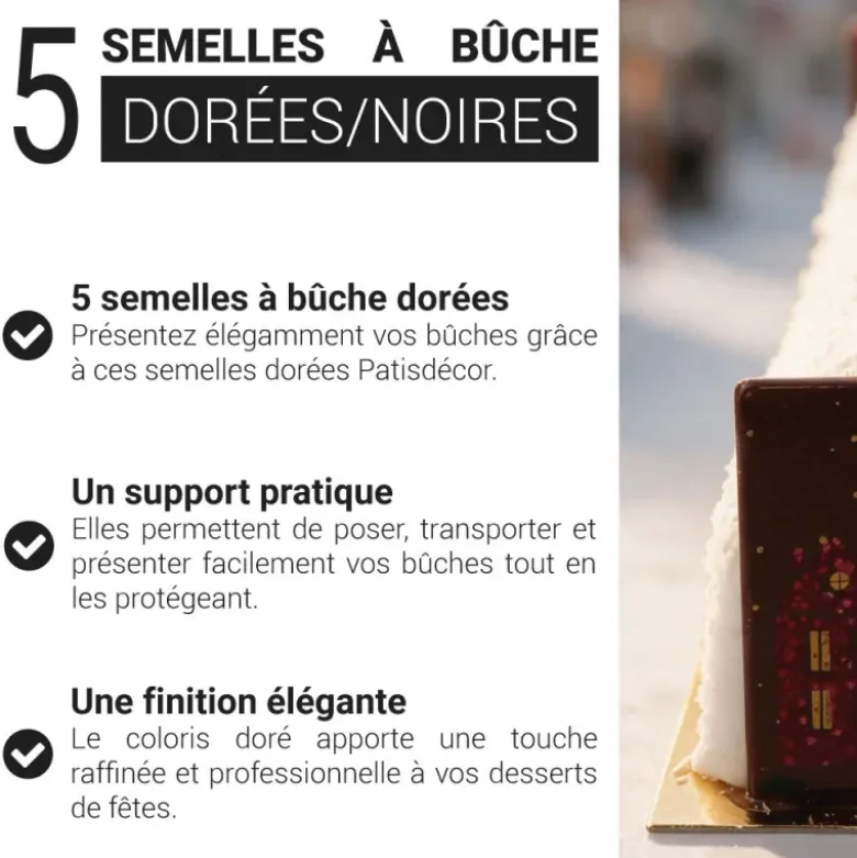 Lot de 5 semelles à bûche dorées