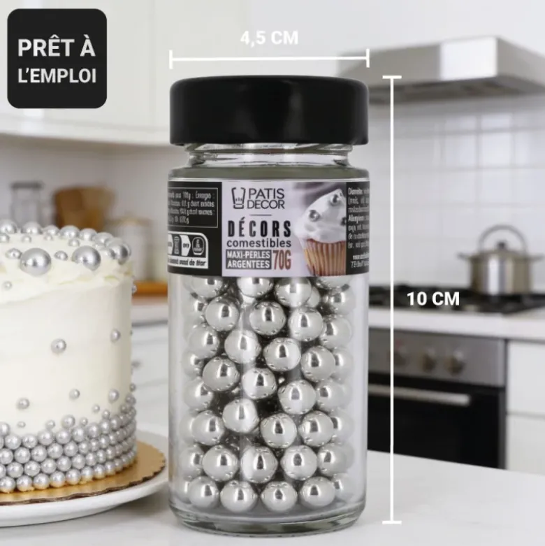 Maxi perlesargentées comestibles Ø 8 mm 70 g