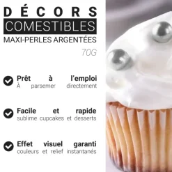 Maxi perlesargentées comestibles Ø 8 mm 70 g
