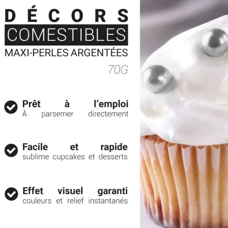 Maxi perlesargentées comestibles Ø 8 mm 70 g