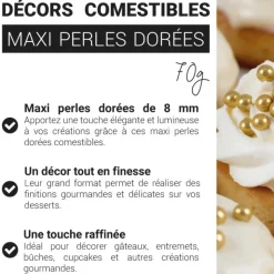 Maxi perles dorées comestibles Ø 8 mm 70 g