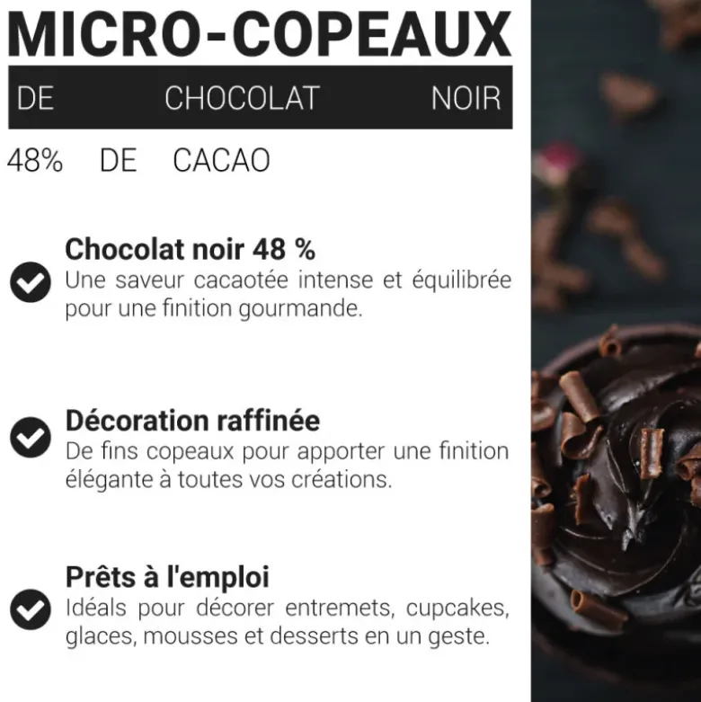 Micro-copeaux de chocolat noir - 48% de cacao - 100g