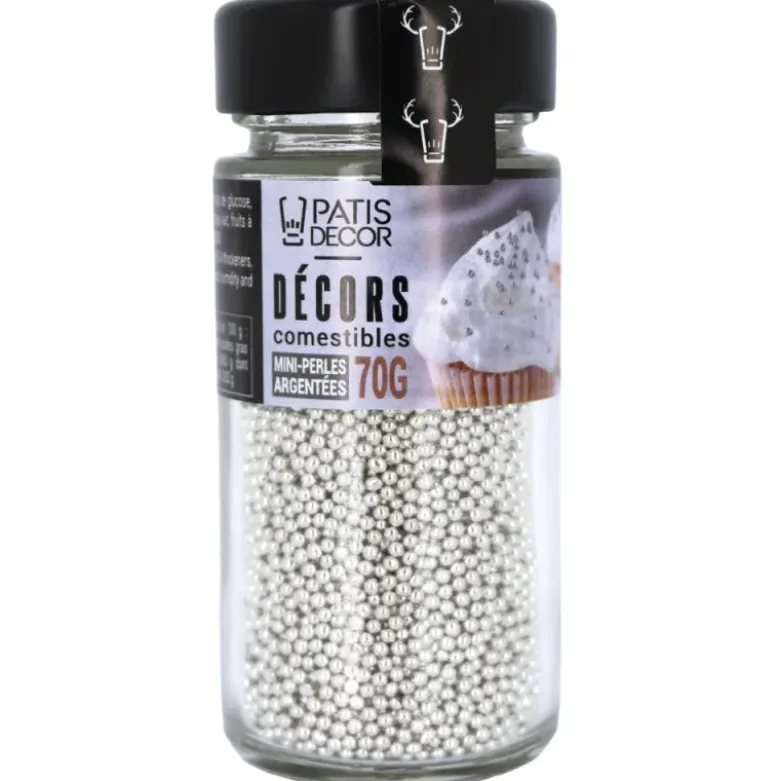 Mini perles argentées comestibles Ø 2 mm 70 g