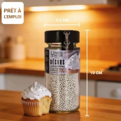 Mini perles argentées comestibles Ø 2 mm 70 g