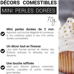 Mini perles dorées comestibles Ø 2 mm 70 g