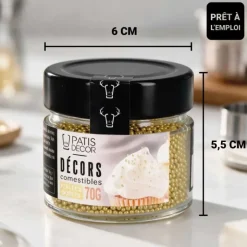 Mini perles dorées comestibles Ø 2 mm 70 g