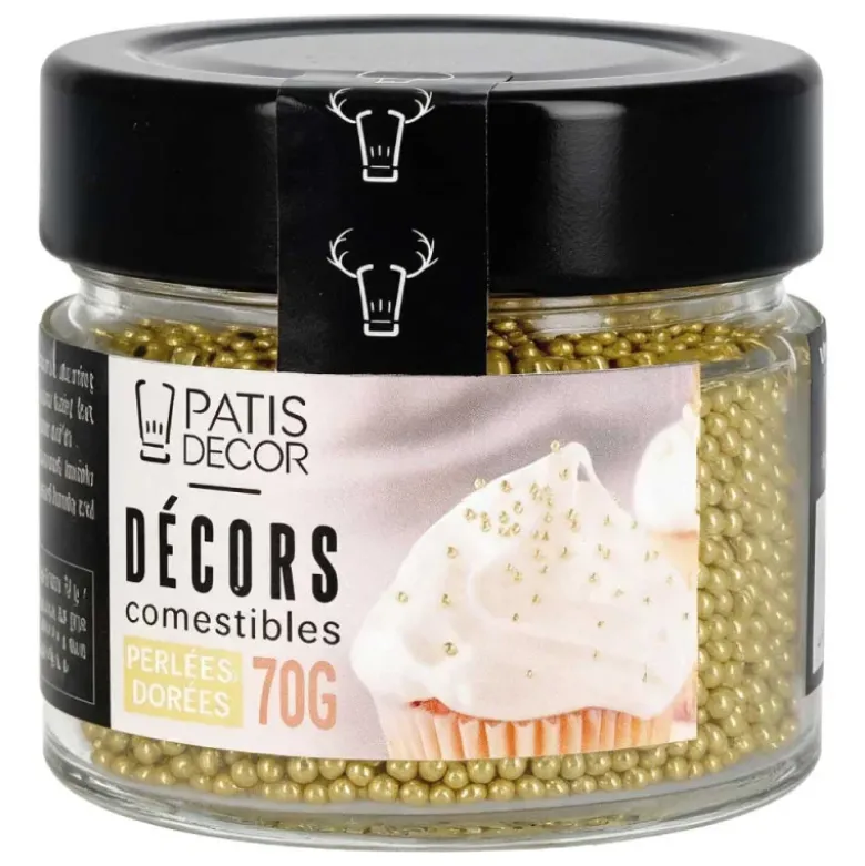 Mini perles dorées comestibles Ø 2 mm 70 g